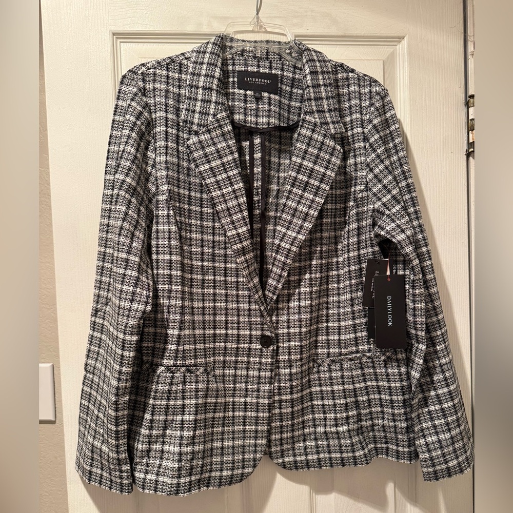 Liverpool Fitted Plaid Blazer